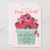 Berry Sweet Baby shower Invitation Strawberry Kaart (Voorkant)