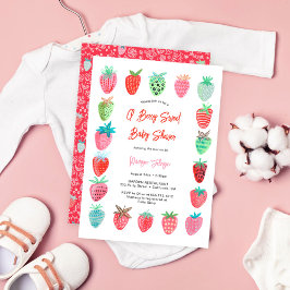 Berry Sweet Baby shower Invitation Strawberry Kaart