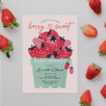 Berry Sweet Baby shower Invitation Strawberry Kaart<br><div class="desc">Dit zoete bessensontwerp is voorzien van een mand van vers geplukte aardbeien met waterverf in een bessenmand. Samen met een afspeelbaar hartsscript lettertype. Verander eenvoudig de achtergrondkleur! Bekijk het hele collectie voor meer overeenkomende objecten!</div>