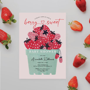 Berry Sweet Baby shower Invitation Strawberry Kaart