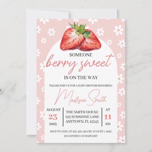 Berry Sweet Baby Shower Invite Kaart (Voorkant)