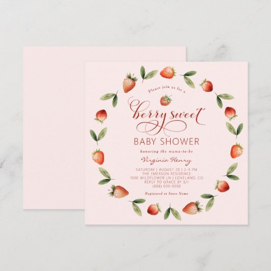 Berry Sweet Baby shower Kaart (Voorkant / Achterkant)