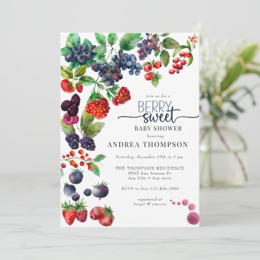 Berry Sweet Baby shower Kaart (Staand voorkant)