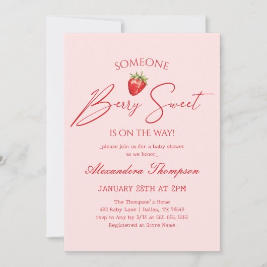 Berry Sweet Baby shower Kaart (Voorkant)