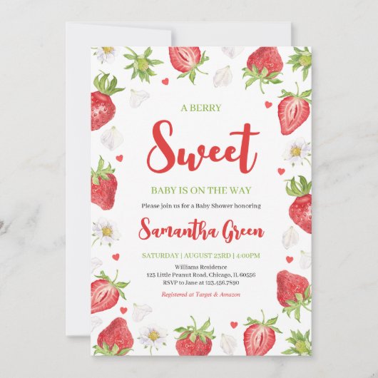 Berry Sweet Baby shower Kaart (Voorkant)