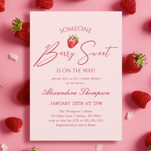 Berry Sweet Baby shower Kaart