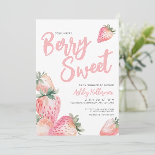 Berry Sweet Baby shower Kaart (Staand voorkant)