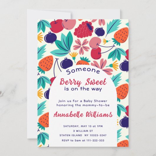 Berry Sweet Baby shower Kleurrijke Fruit Summer Kaart (Voorkant)