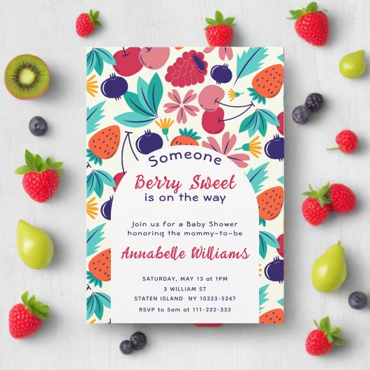 Berry Sweet Baby shower Kleurrijke Fruit Summer Kaart