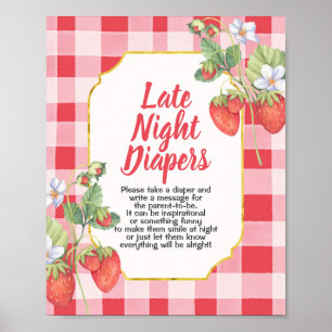 Berry Sweet Baby shower Late Night Diapers Sign Poster
