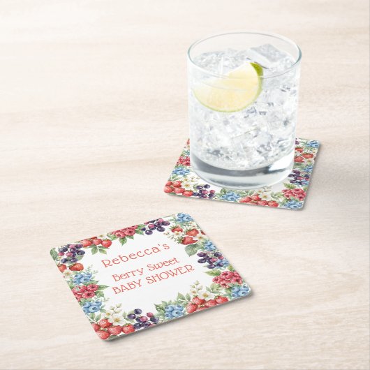 Berry Sweet Baby shower lijst van bessen Kartonnen Onderzetters (Insitu)
