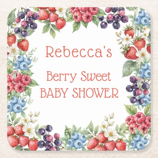 Berry Sweet Baby shower lijst van bessen Kartonnen Onderzetters (Voorkant)