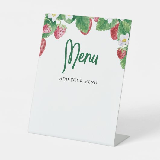 Berry Sweet Baby shower Menu Reclamebord Met Voetstuk (Voorkant)