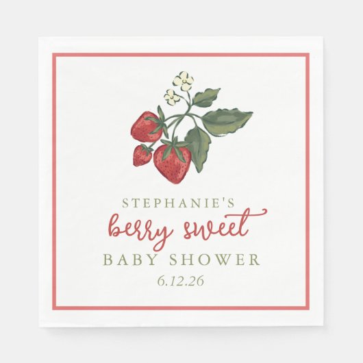 Berry Sweet Baby Shower Napkin Servet (Voorkant)