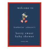 Berry Sweet Baby shower Navy Welkomstbord Perfect Poster (Voorkant)