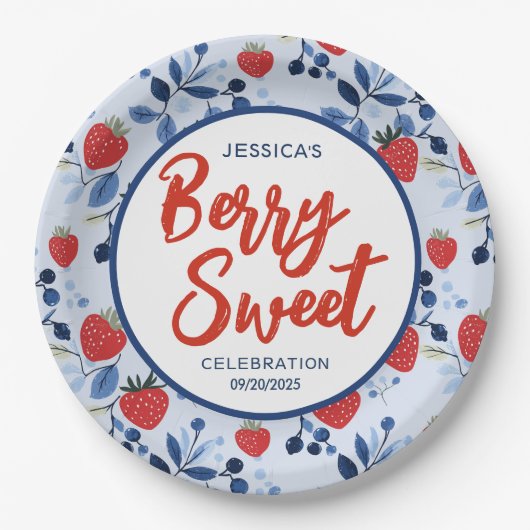 Berry Sweet Baby shower Papier Bord (Voorkant)