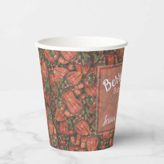 Berry Sweet Baby shower papieren bekers - Aardbeie (Voorkant)