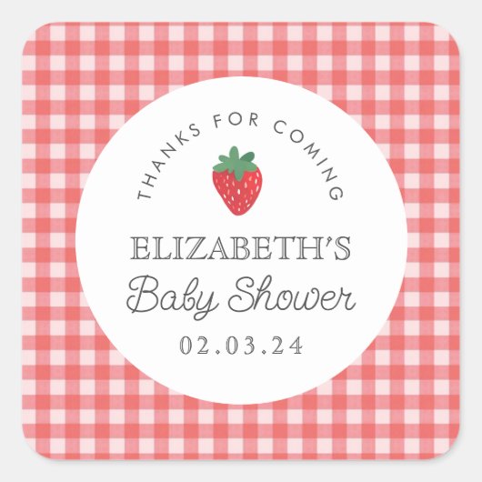 Berry Sweet Baby shower picknick Vierkante Sticker (Voorkant)