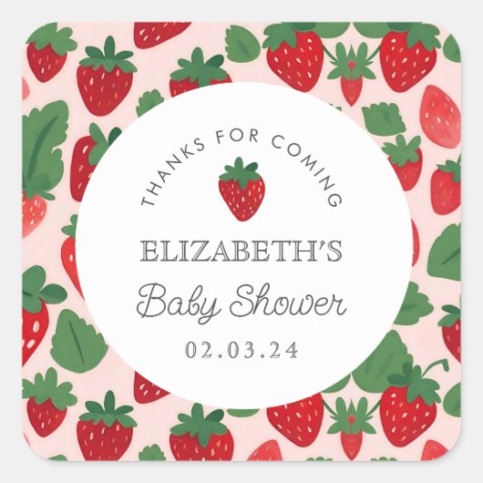 Berry Sweet Baby shower picknick Vierkante Sticker (Voorkant)