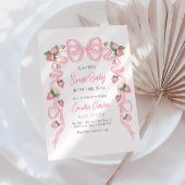 Berry Sweet Baby shower Pink Bow Kaart