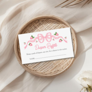 Berry Sweet Baby shower Pink Bow Luier Raffle Informatiekaartje