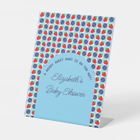Berry Sweet Baby shower Reclamebord Met Voetstuk (Voorkant)