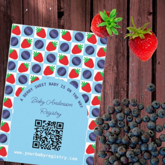 Berry Sweet Baby shower Registry Informatiekaartje