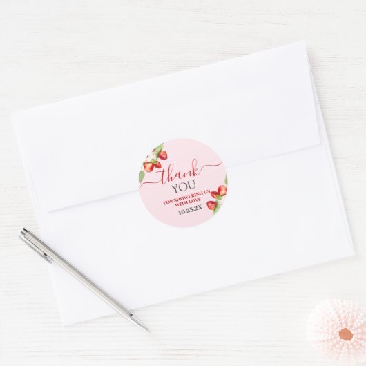 Berry Sweet Baby shower Ronde Sticker (Envelop)