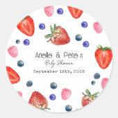 Berry Sweet Baby shower Ronde Sticker (Voorkant)