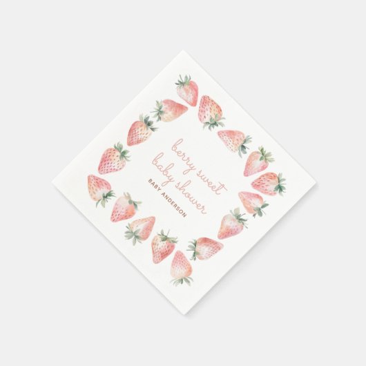 Berry Sweet Baby shower Roze Coquette Aardbei Servet (Hoek)