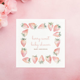 Berry Sweet Baby shower Roze Coquette Aardbei Servet