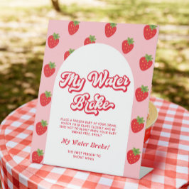 Berry Sweet Baby shower spel Mijn Water Broke Reclamebord Met Voetstuk