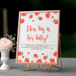 Berry Sweet Baby shower spel teken hoe groot is bu Poster
