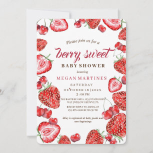 Berry Sweet Baby shower Strawberry Invitation Kaart