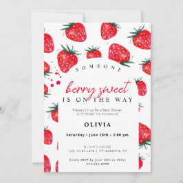Berry Sweet Baby shower Strawberry Invitation Kaart