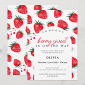 Berry Sweet Baby shower Strawberry Invitation Kaart (Voorkant / Achterkant)