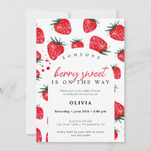 Berry Sweet Baby shower Strawberry Invitation Kaart