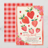 Berry Sweet Baby shower Strawberry Invitation Kaart (Voorkant / Achterkant)
