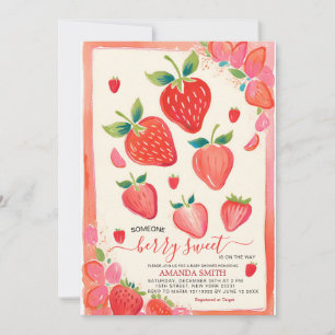Berry Sweet Baby shower Strawberry Invitation Kaart