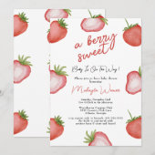 Berry Sweet Baby shower Strawberry Invitation Kaart (Voorkant / Achterkant)