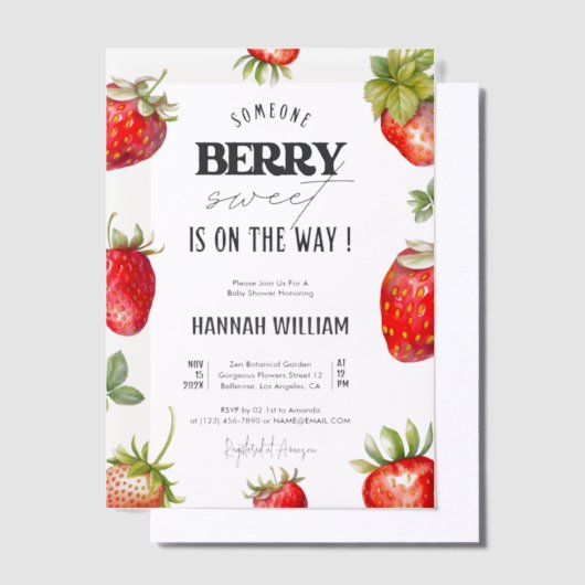 Berry Sweet Baby shower Uitnodiging (Offset)