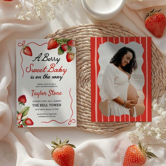 Berry Sweet Baby shower Uitnodiging met foto