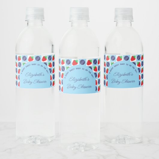 Berry Sweet Baby shower Waterfles Etiket (Flessen)
