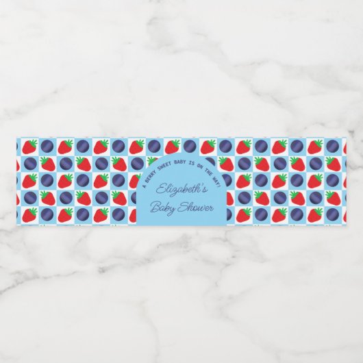Berry Sweet Baby shower Waterfles Etiket (Enkel label)