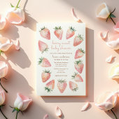 Berry Sweet Baby shower - Waterverf aardbeien Kaart