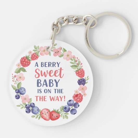 Berry Sweet Baby shower Waterverf Sleutelhanger (Achterkant)