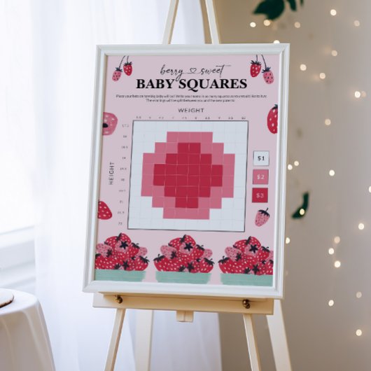 Berry Sweet Baby Shower Wedden Vierkanten Bord Poster