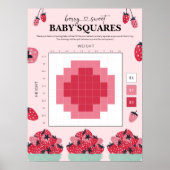 Berry Sweet Baby Shower Wedden Vierkanten Bord Poster (Voorkant)