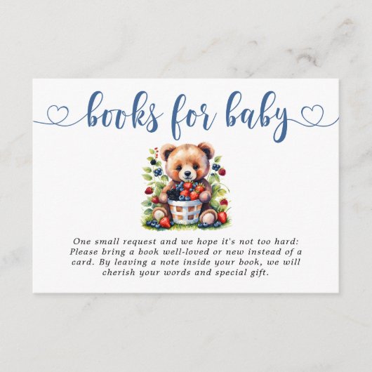 Berry Sweet Baby shower Wild Berries Boeken Informatiekaartje (Voorkant)