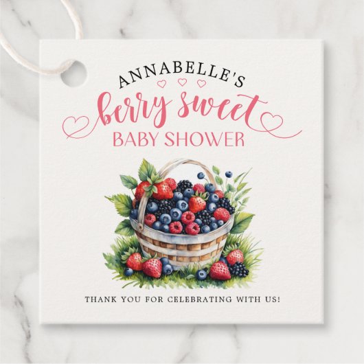 Berry Sweet Baby shower Wilde bessen Bedankjes Labels (Voorkant)